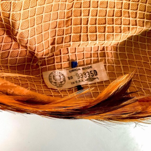 Vintage USA Union Made Pheasant Feather Pillbox Hat - Picture 5 of 5